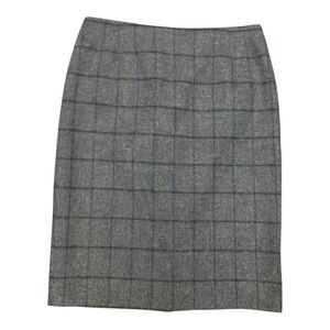 Boden Womens British Tweed By Moon Plaid Skirt Size 10 Long Grey Preppy Pencil
